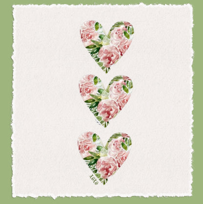 Shabby Cottage Rose Heart Tea Towel