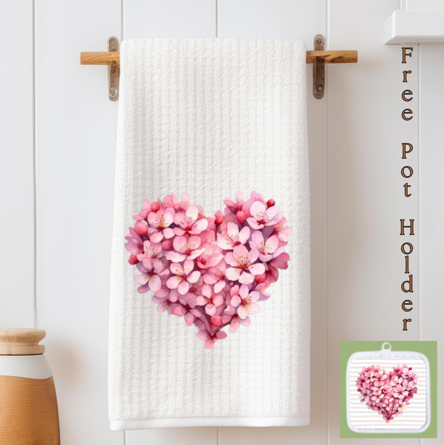 Floral Heart Tea Towel