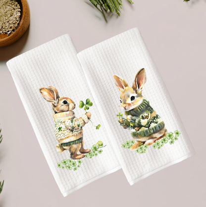 St Patricks Day Bunny Tea Towel