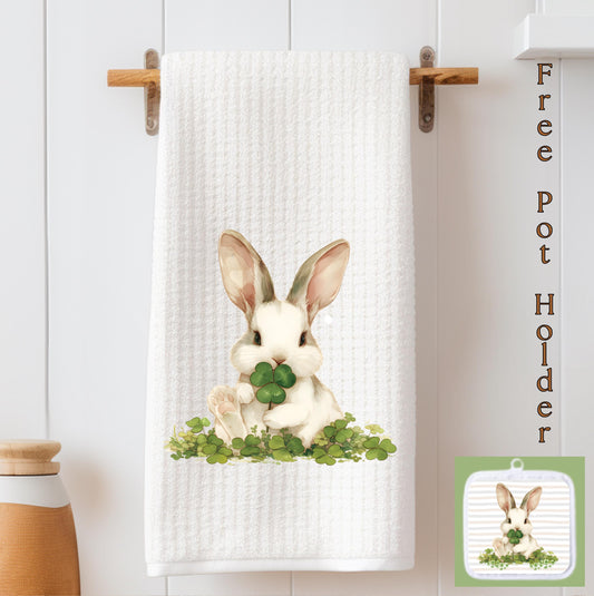 St Patricks Day Bunny Tea Towel