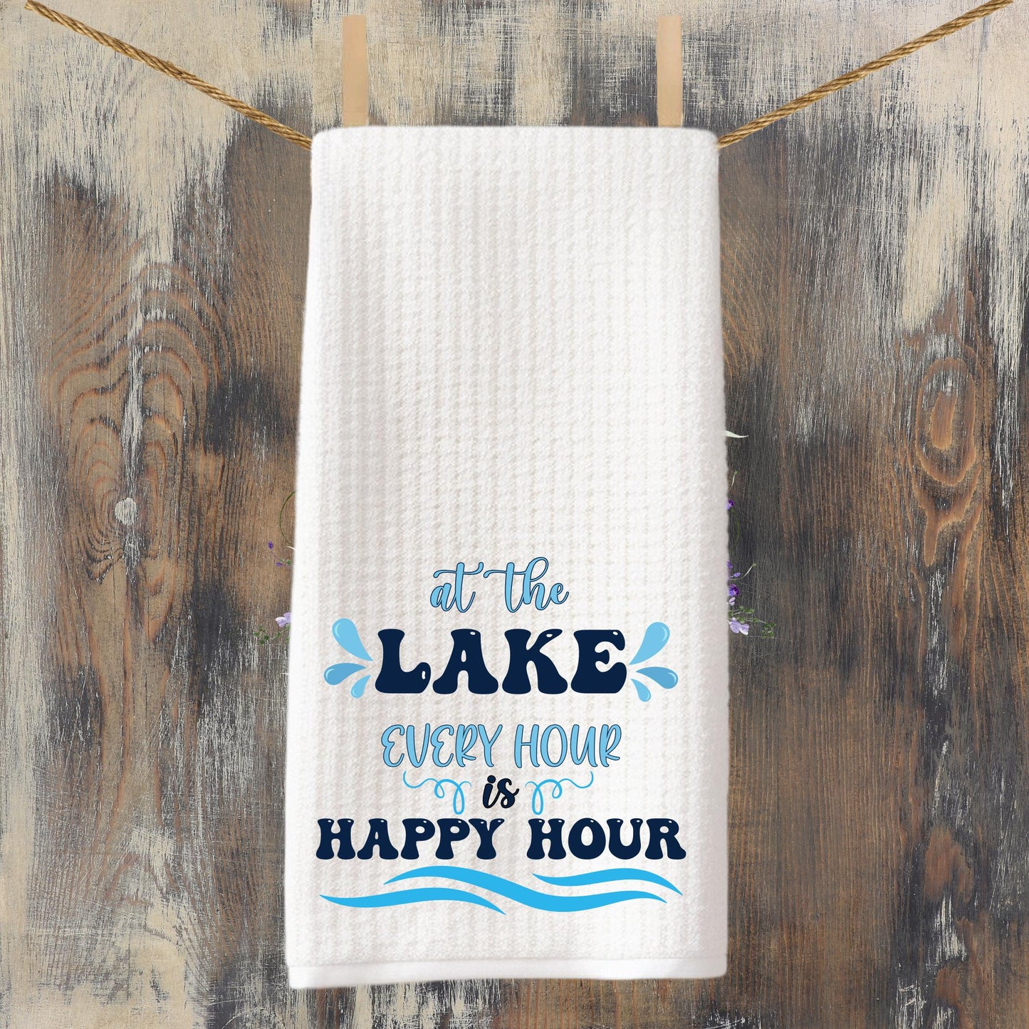 Lake Life and Happy Hour Tea Towel Set Sailboat Happy Hour Lake House Decor