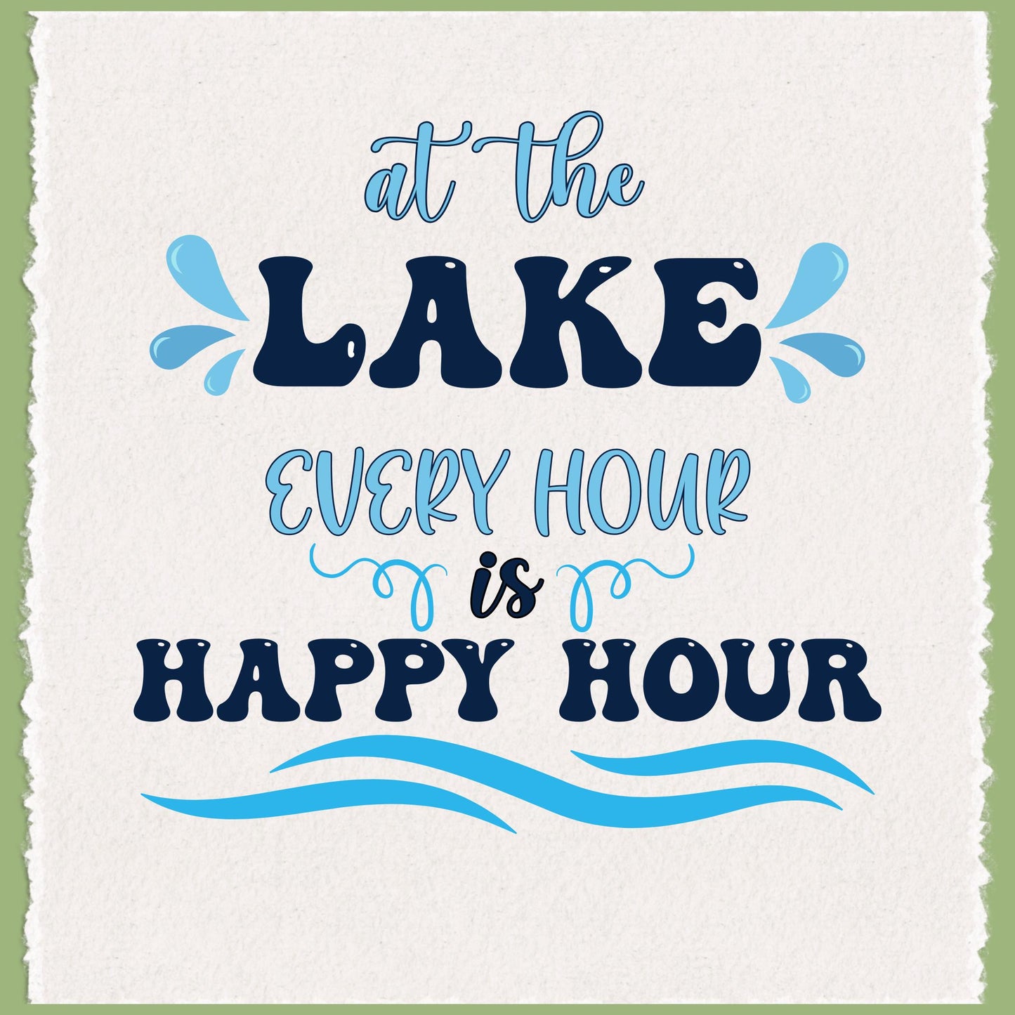 Happy Hour at the Lake Waffle Weave Tea Towel Perfect for Lake House Decor Summer Kitchen Essentials and Gifts