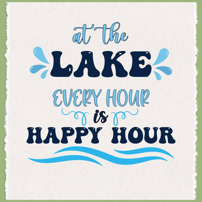 Happy Hour at the Lake Waffle Weave Tea Towel Perfect for Lake House Decor Summer Kitchen Essentials and Gifts