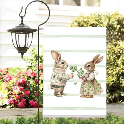 St Patricks Day Bunny Couple Tea Towel