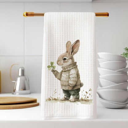 St Patricks Day Bunny Tea Towel