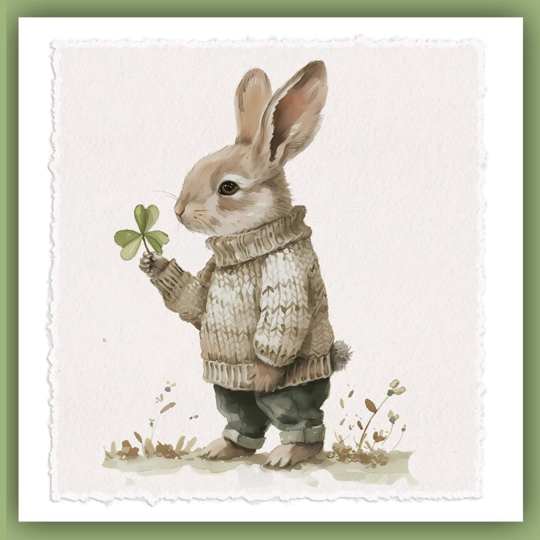 St Patricks Day Bunny Tea Towel