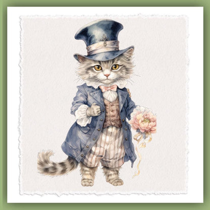 Geschirrtuch mit Katzenmotiv, florales dekoratives Regency-Waffelgewebe, Küchengeschenk, Gastgeberin, Geschirrtuch, Geschenk für Katzenliebhaber, Küche, Geburtstag, Katzendame