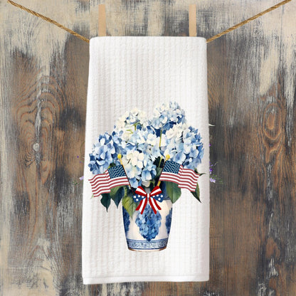 Preppy Patriotic Tea Towel  | Red, White & Blue American Decor | 4th of July Decorations | Independence Day Decor | American Flag Theme