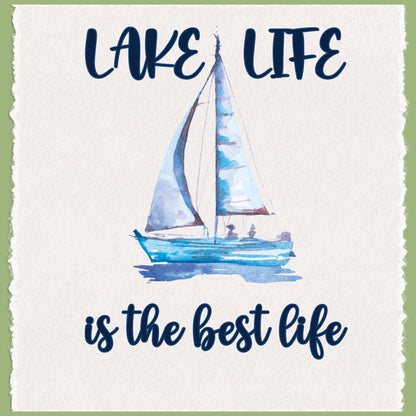 Lake Life Waffle Weave Tea Towel with Sailboat Design Perfect for Lake House Decor Summer Kitchen Essentials and Gifts