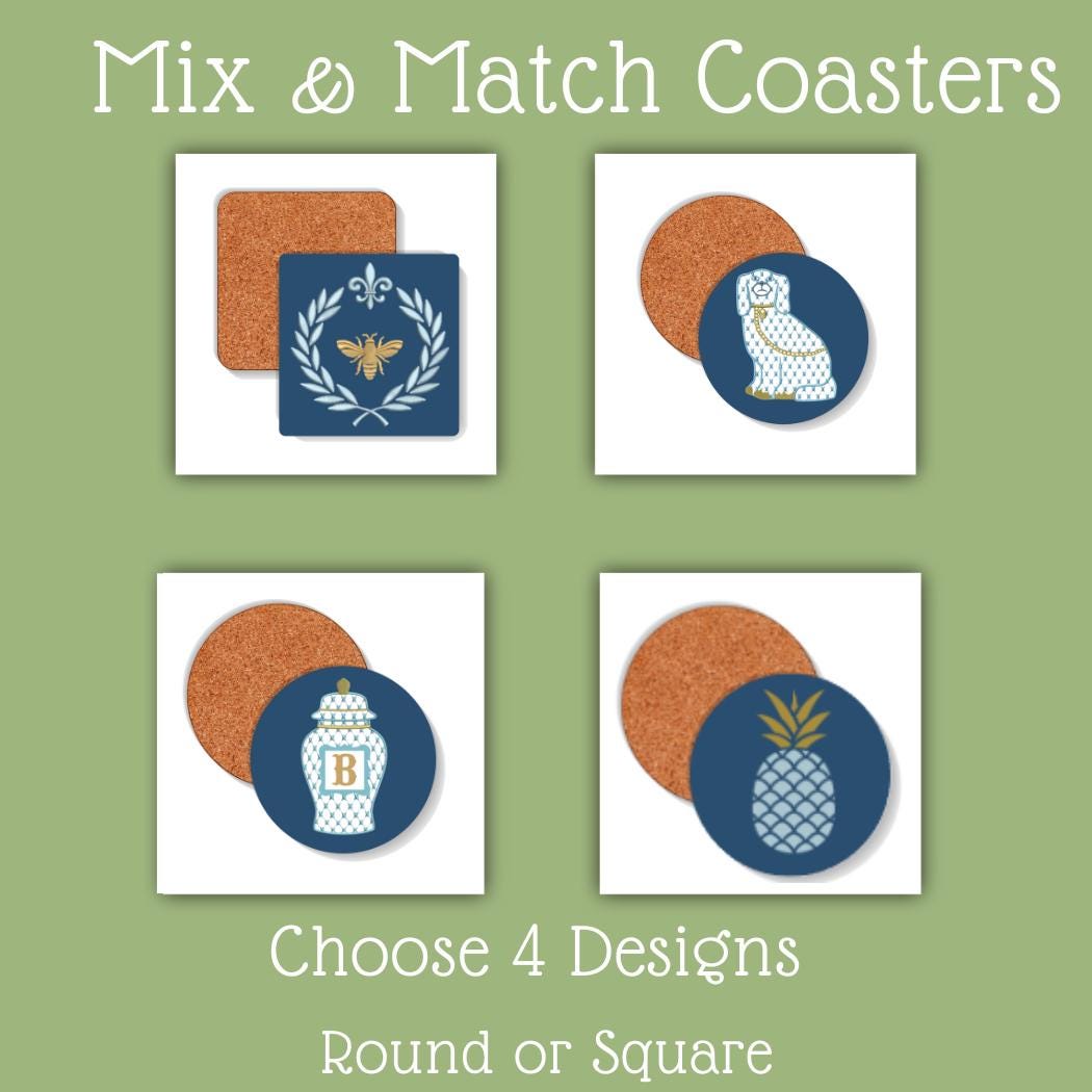 Chinoiserie Coasters: Grand Millennial Set of 4