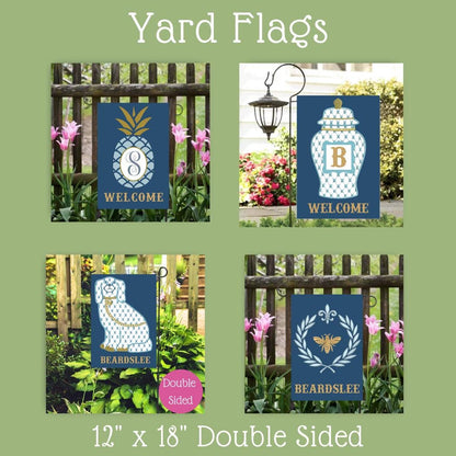 Grand Millennial Personalized Yard Flag Monogram Pineapple Bee Staffordshire Dog Ginger Jar Outdoor Garden Decor