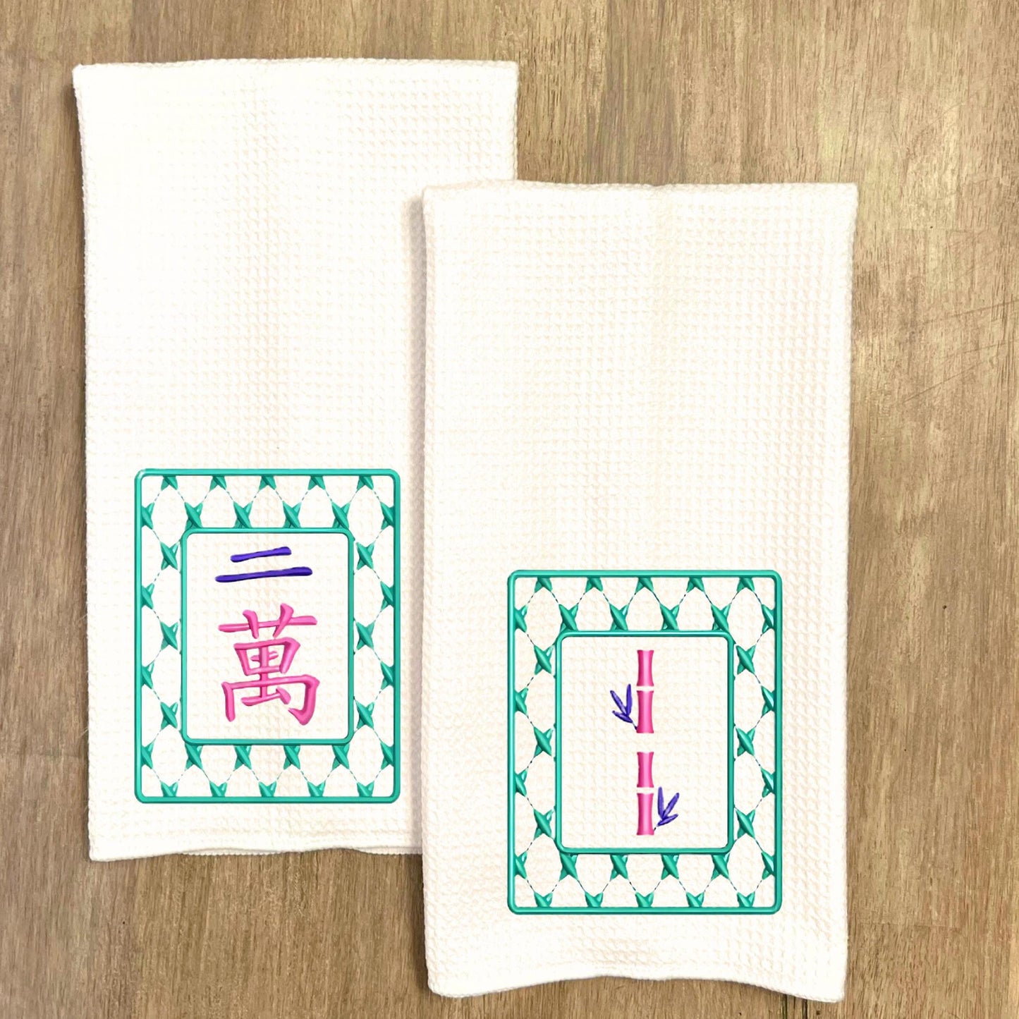 Mahjong Tea Towels - Mix & Match - Choose Your Design - Crack Dot Bam or Dragon Tiles Perfect Gift For Any Mahjong Player Mah Jong Decor
