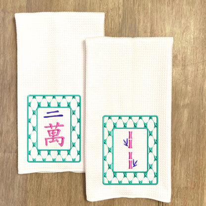 Mahjong Tea Towels - Mix & Match - Choose Your Design - Crack Dot Bam or Dragon Tiles Perfect Gift For Any Mahjong Player Mah Jong Decor