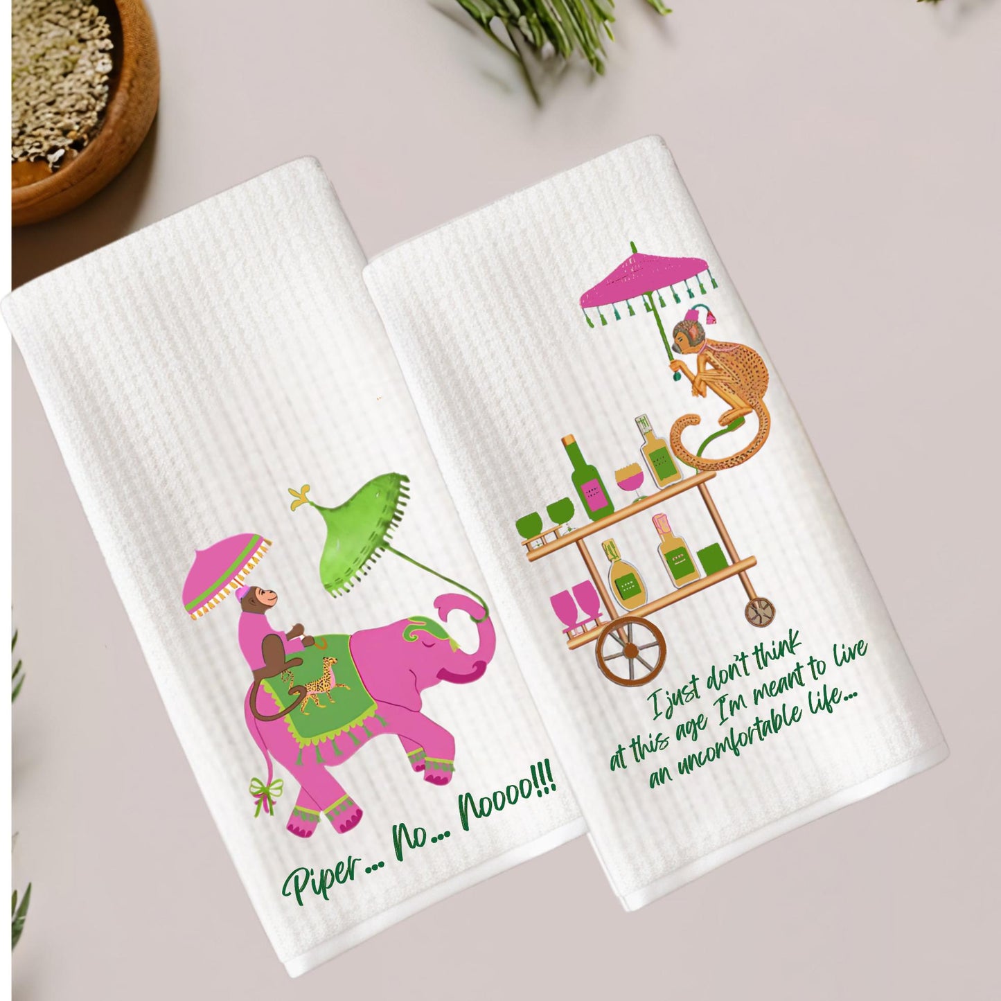 White Lotus Tea Towel Set - Piper No and Uncomfortable Life