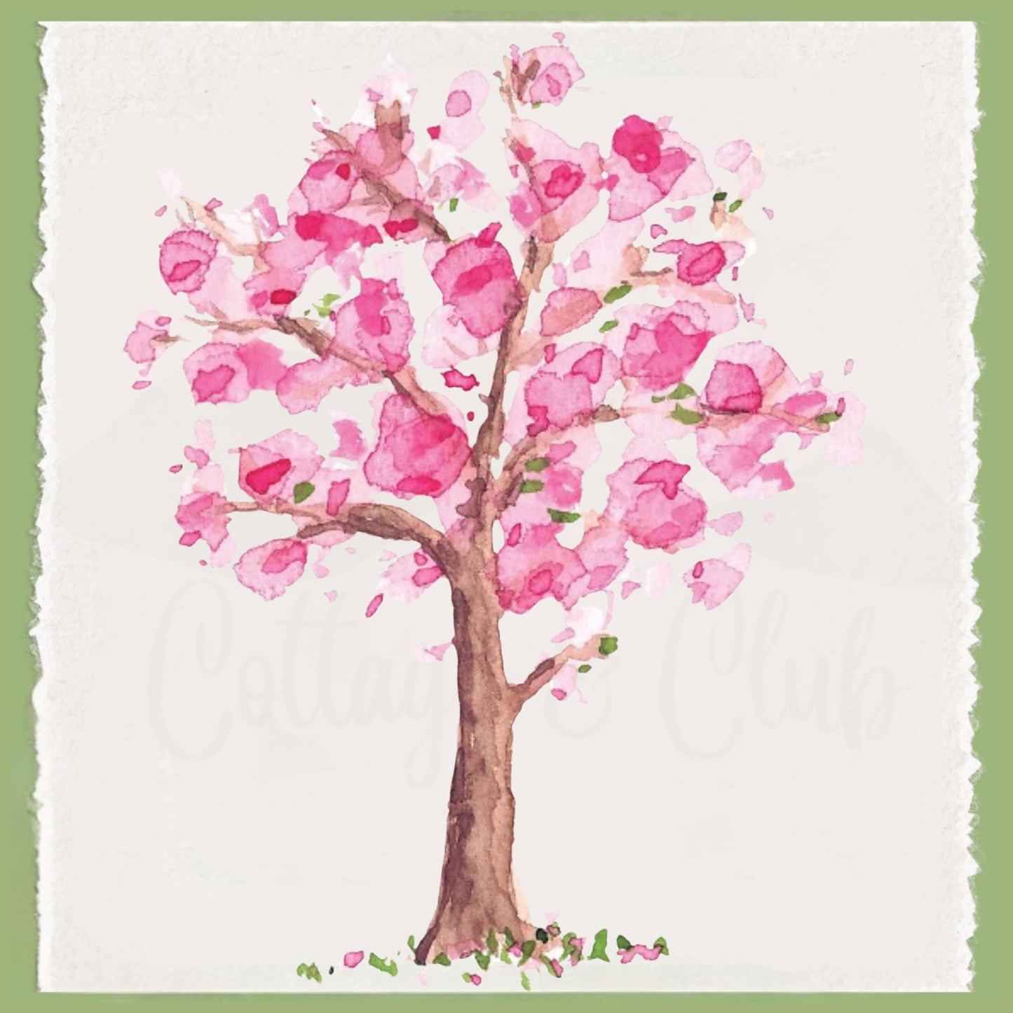 Cherry Blossom Tree and Watercolor Bird Collection