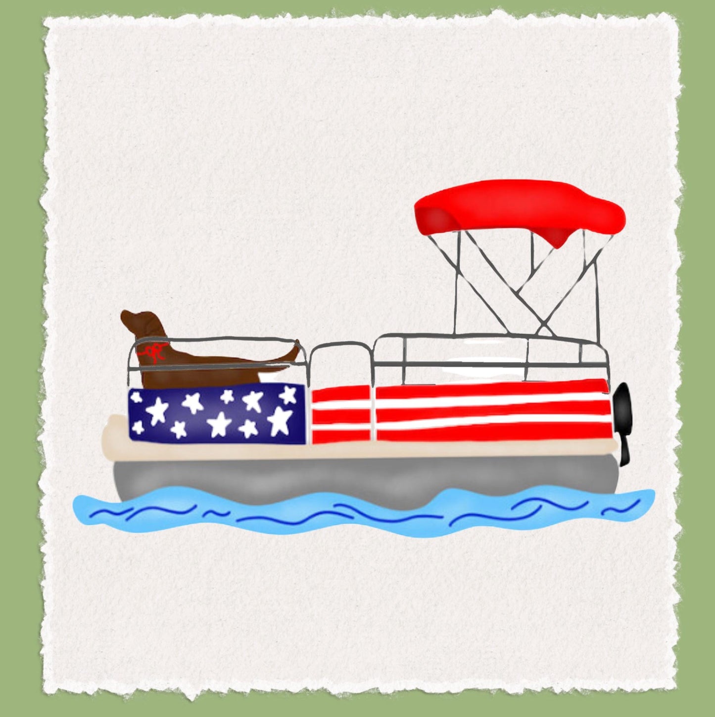 Pup on a Pontoon Tea Towel