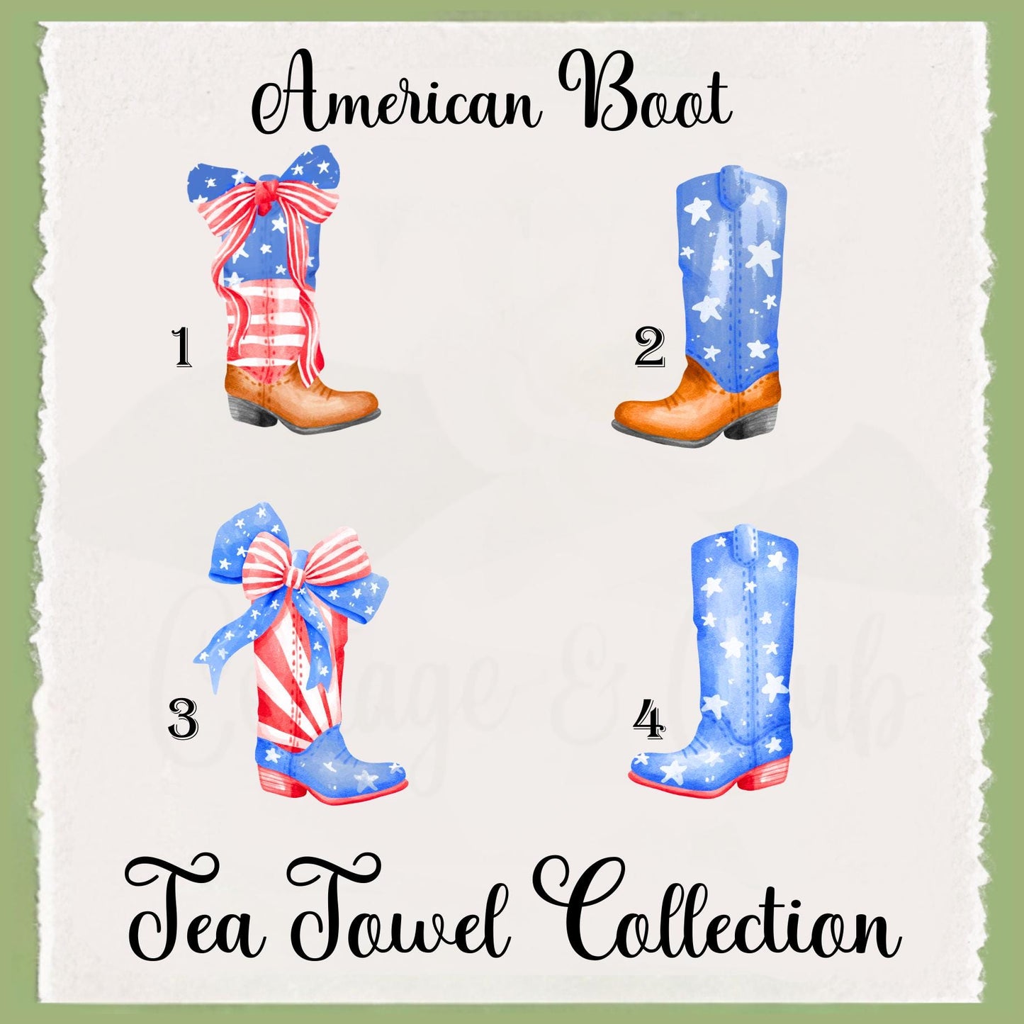 Patriotic Country Boot Tea Towel Collection