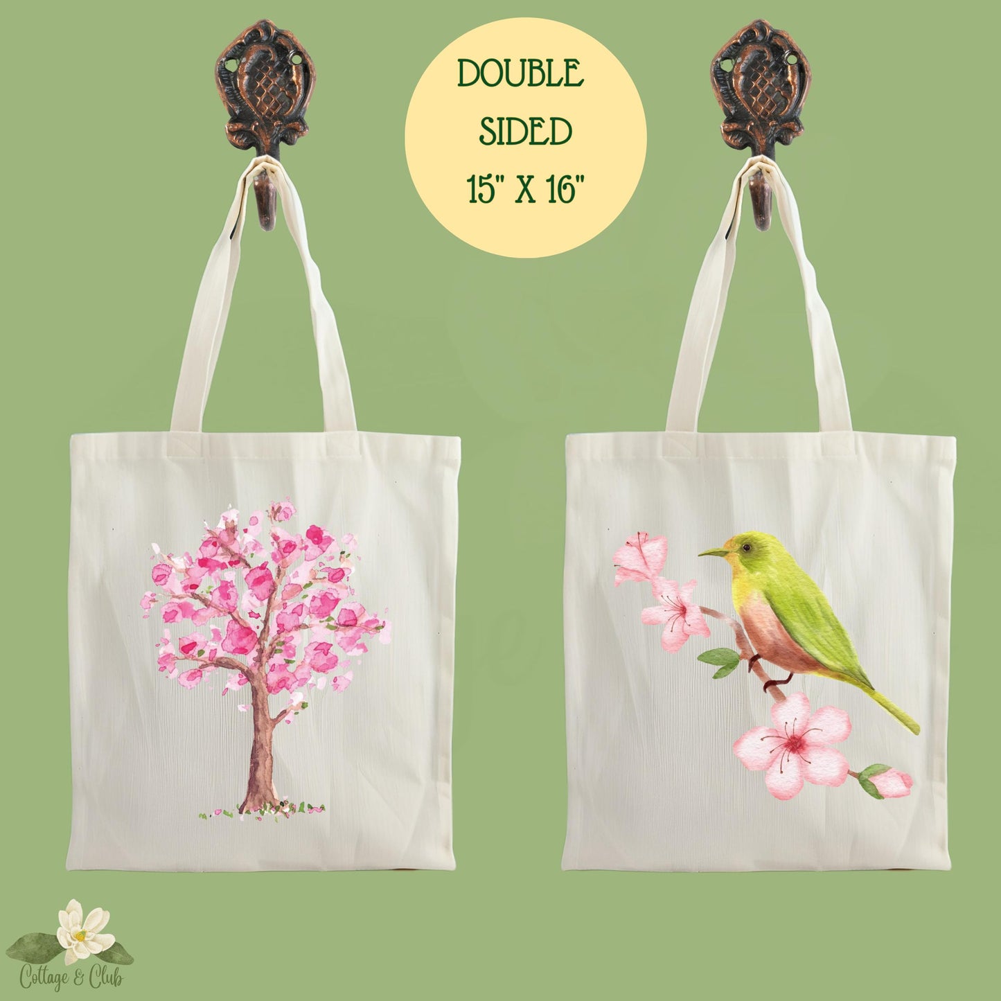 Cherry Blossom Tree and Watercolor Bird Collection