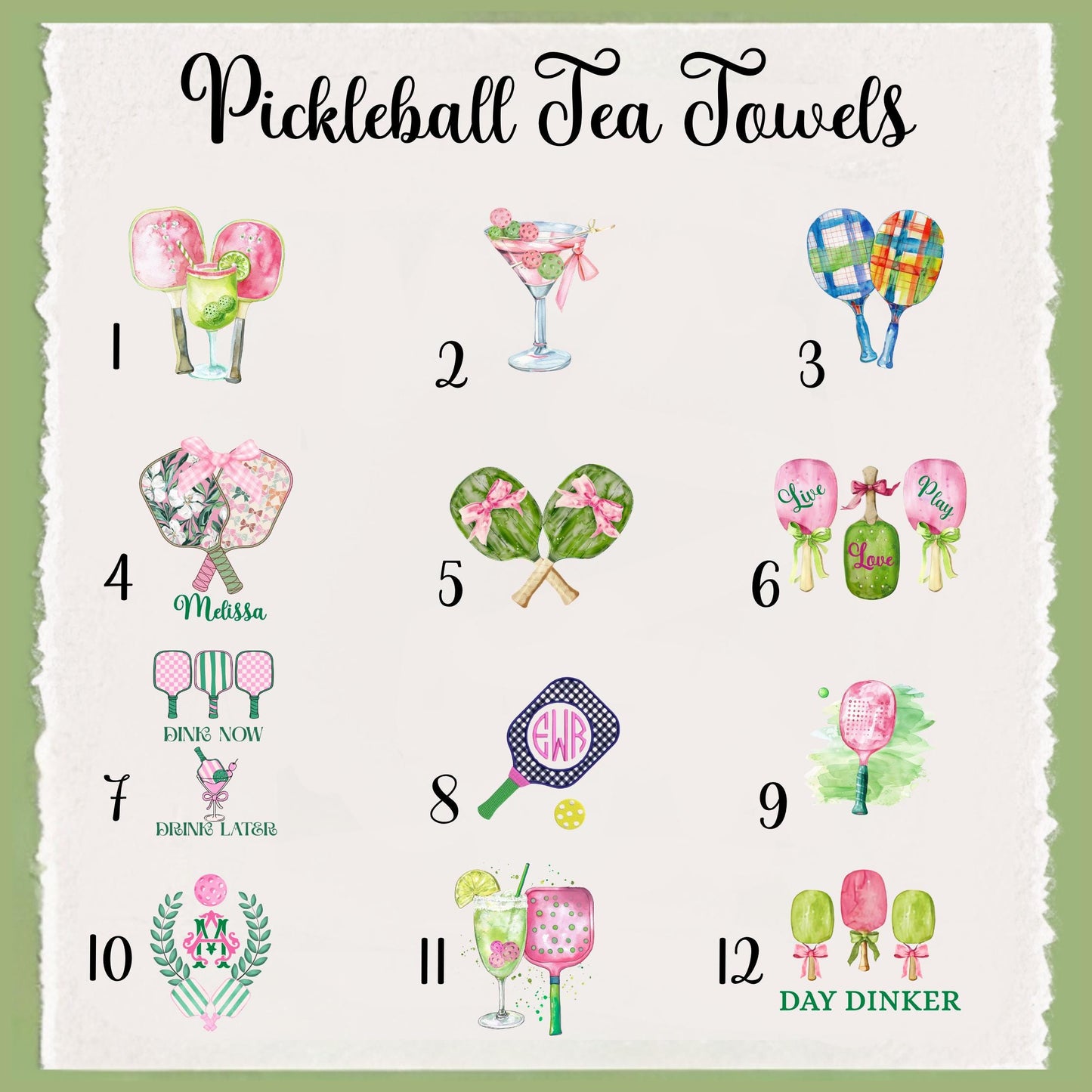 Personalized Pickleball Waffle Weave Tea Towel: Ladies Group Gift