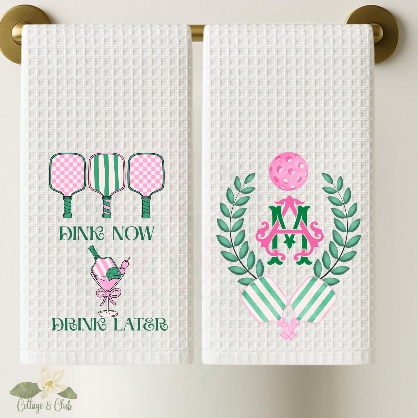 Personalized Pickleball Waffle Weave Tea Towel: Ladies Group Gift