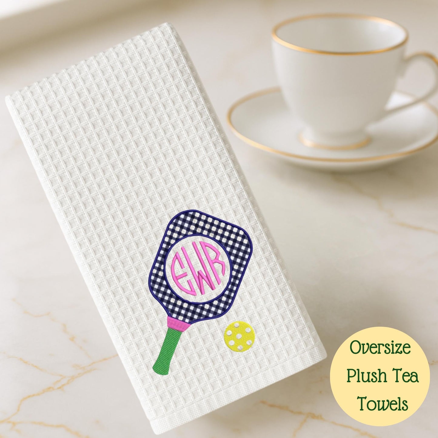 Personalized Pickleball Waffle Weave Tea Towel: Ladies Group Gift