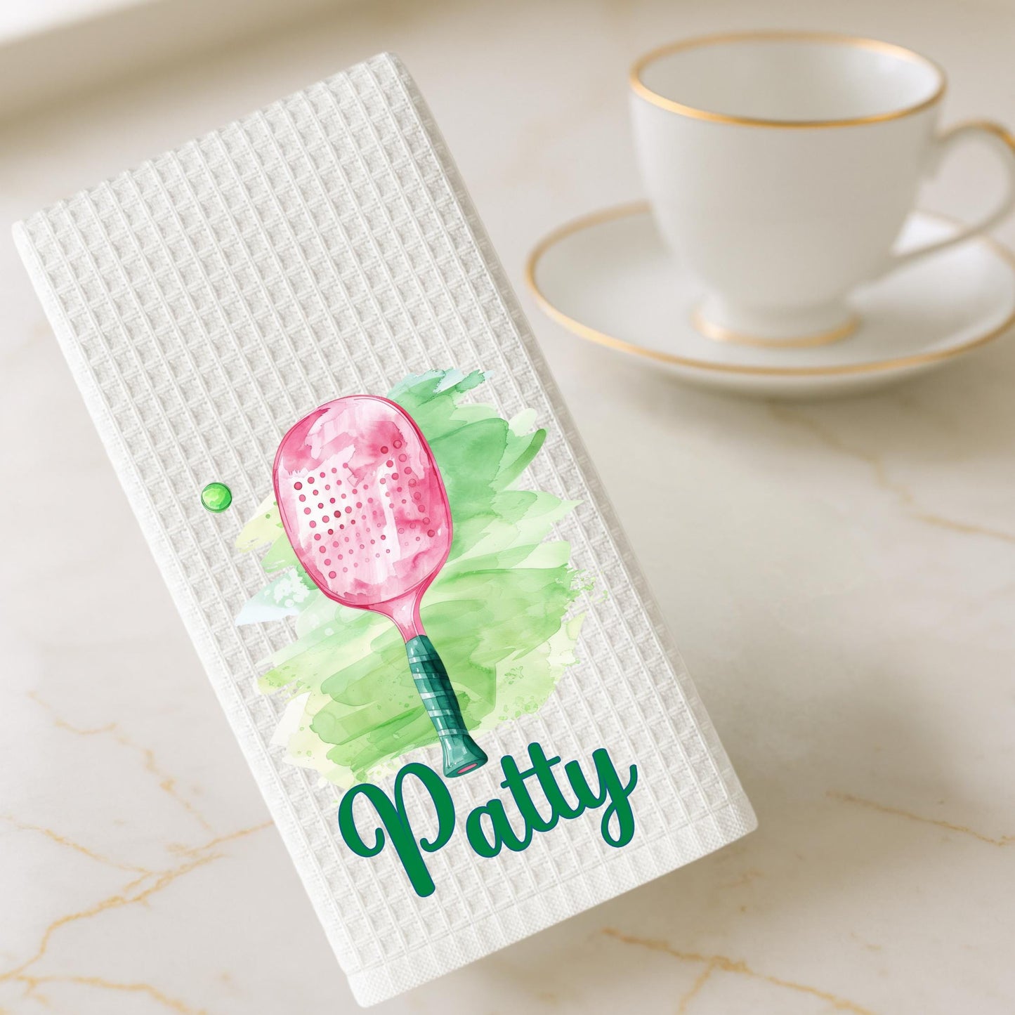 Personalized Pickleball Waffle Weave Tea Towel: Ladies Group Gift