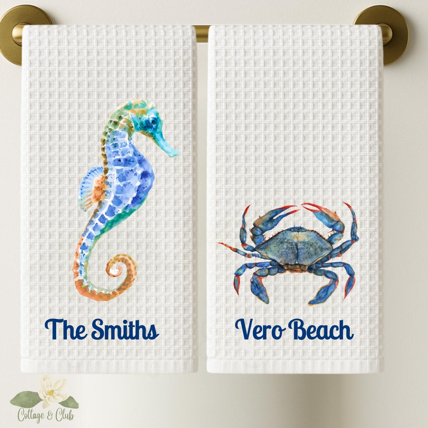 Coastal Crab & Sea Horse Tea Towel Collection