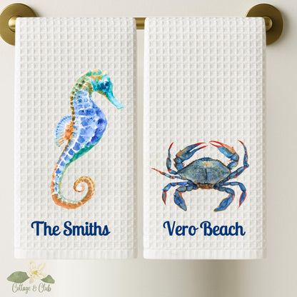 Coastal Crab & Sea Horse Tea Towel Collection