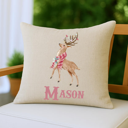 Christmas Pillow - Preppy Pink & Green House Decor - Monogram Christmas Gift - Custom Pillow