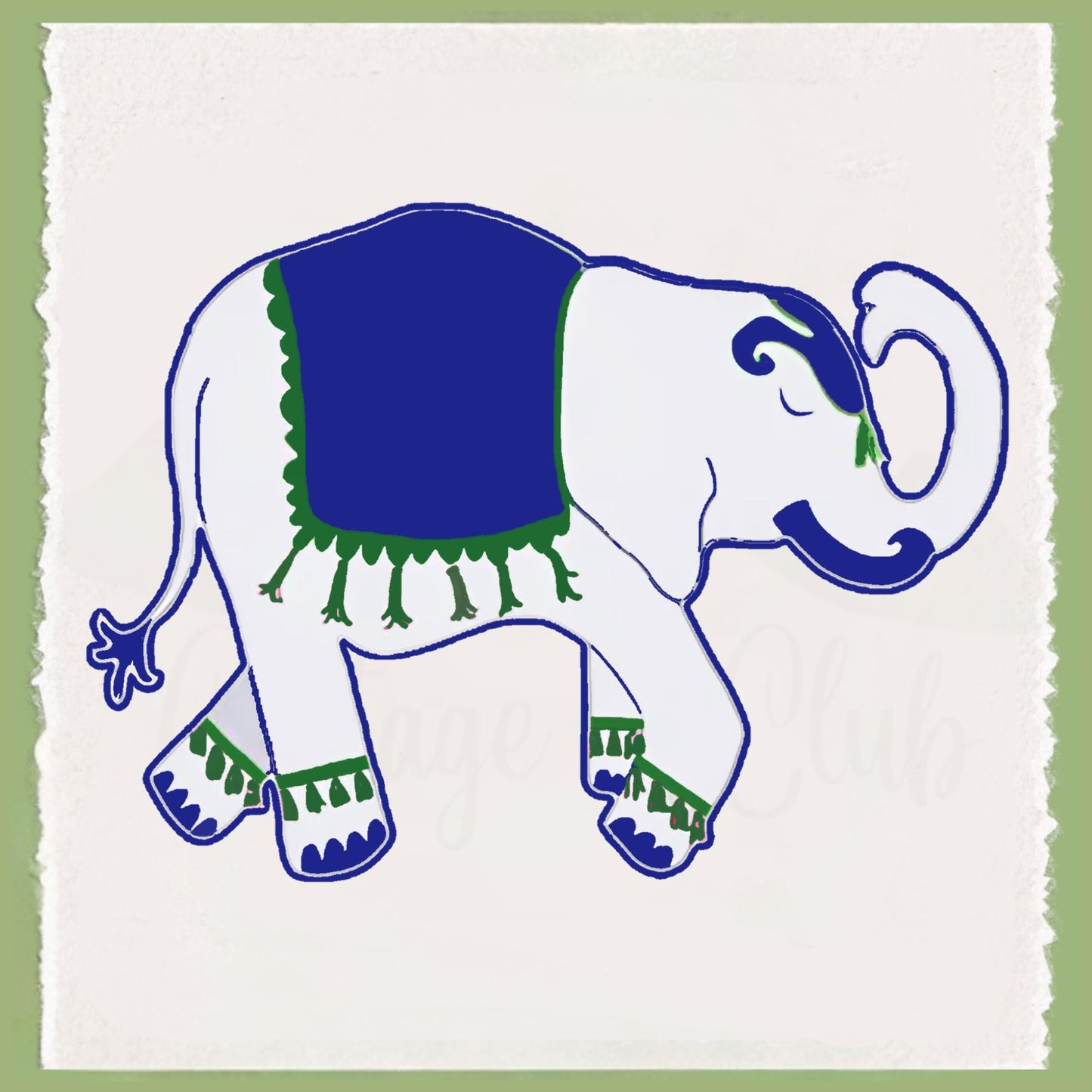 Chinoiserie Inspired Blue and Green Pagoda Tea Towel Collection