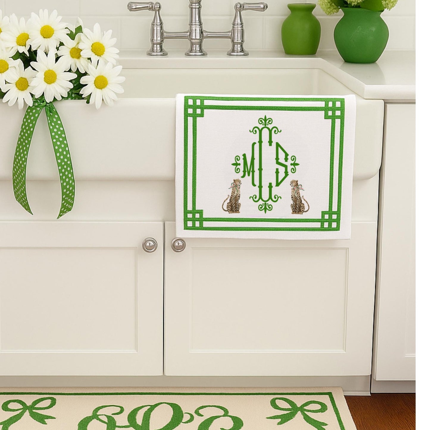 Leopard Kitchen Towel Personalized Gift Preppy Kitchen Decor Hostess Birthday Gift For Her Leopard Print Personalized Tea Towel