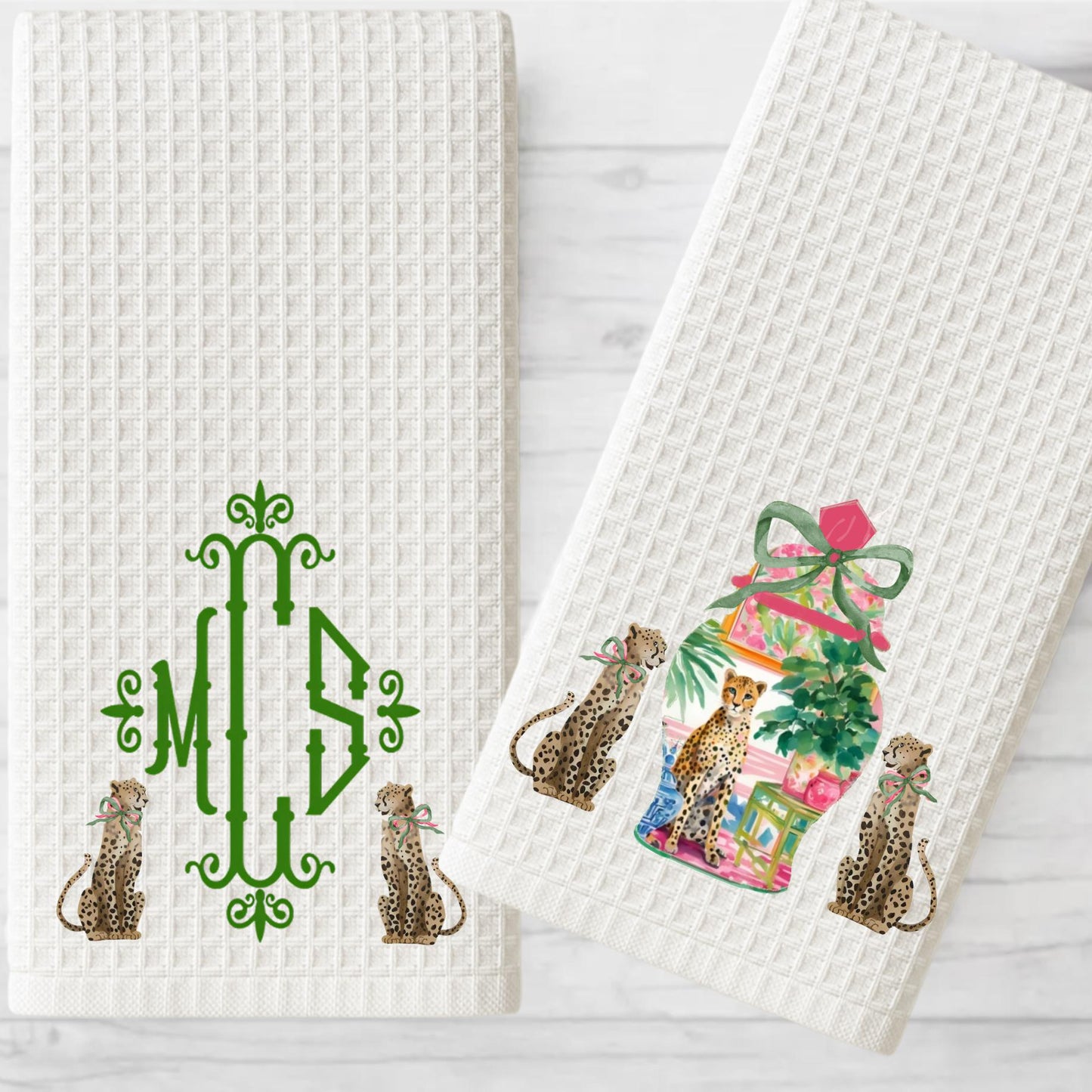 Leopard Kitchen Towel Personalized Gift Preppy Kitchen Decor Hostess Birthday Gift For Her Leopard Print Personalized Tea Towel