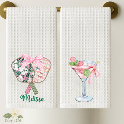 Personalized Pickleball Waffle Weave Tea Towel: Ladies Group Gift
