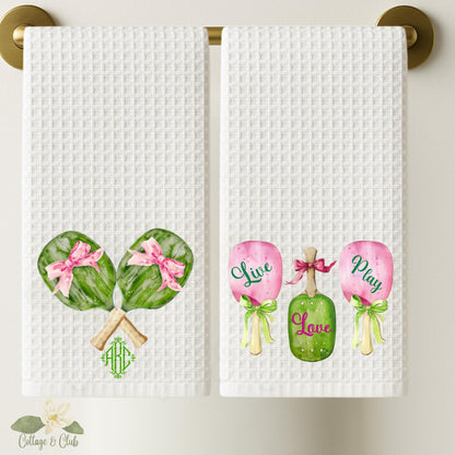 Personalized Pickleball Waffle Weave Tea Towel: Ladies Group Gift
