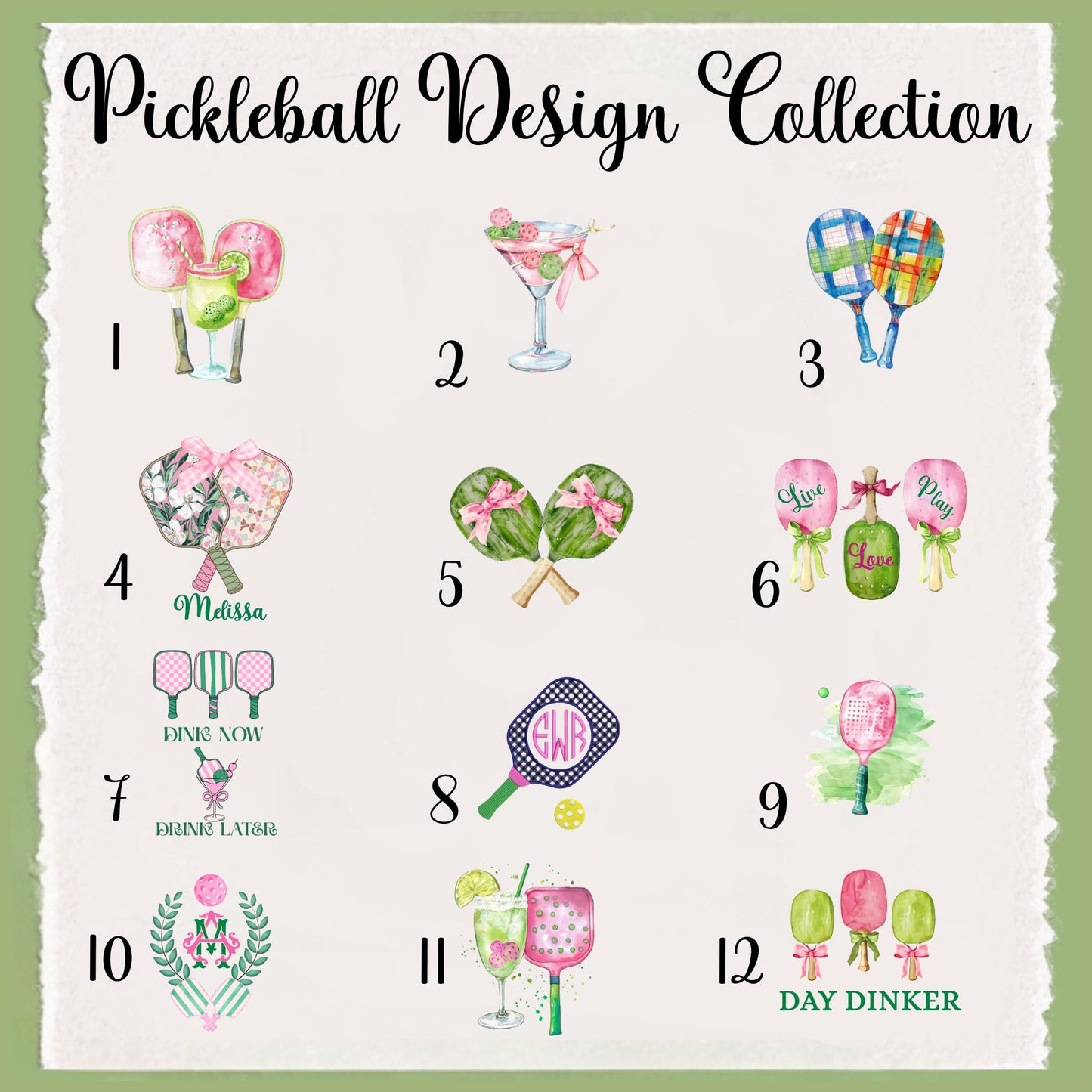 Pickleball Watercolor Gift: Tea Towel, Tote, Coasters, Apron