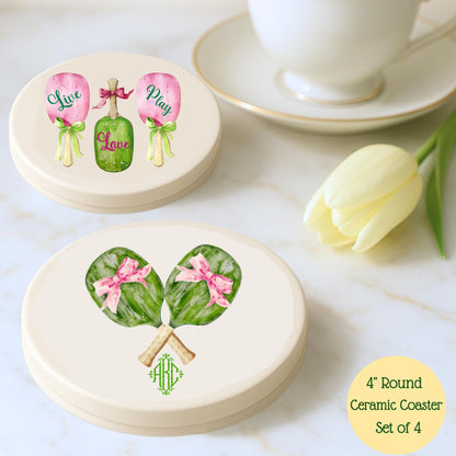 Pickleball Watercolor Art Gift: Coaster, Tote, Towel & Apron