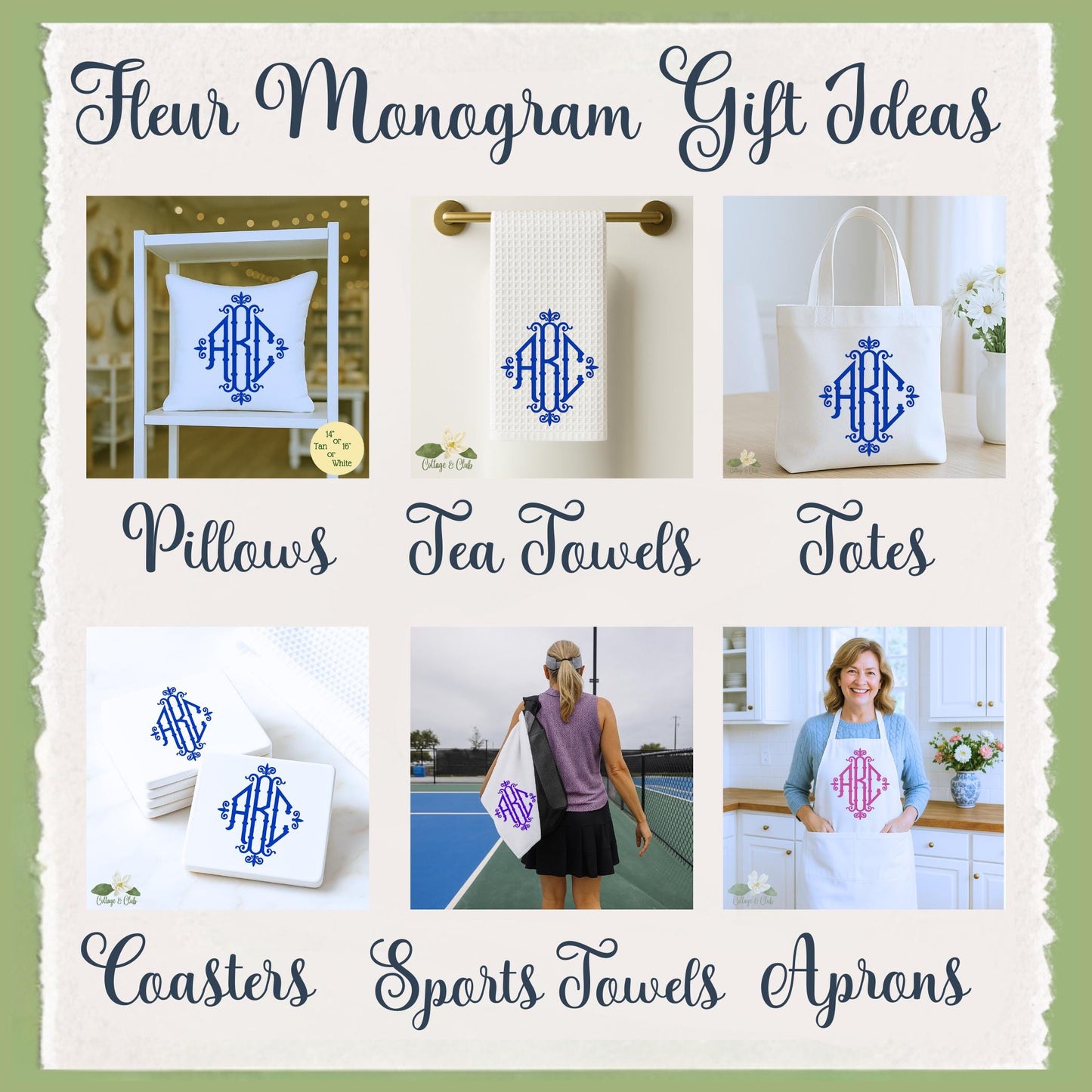 Monogram Tote Bag  - Choose Your Color -Personalized Tea Towels, Pillows, Aprons, Coasters & Sport Towels for Monogram Lovers - Unique Gift
