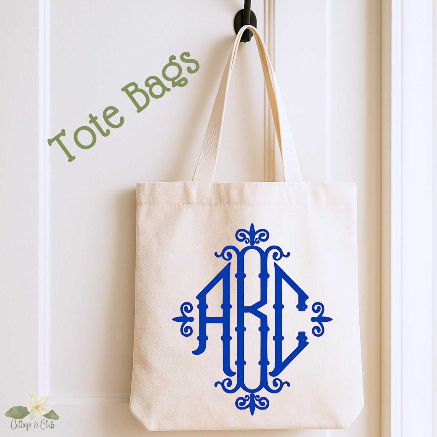Monogram Tote Bag  - Choose Your Color -Personalized Tea Towels, Pillows, Aprons, Coasters & Sport Towels for Monogram Lovers - Unique Gift