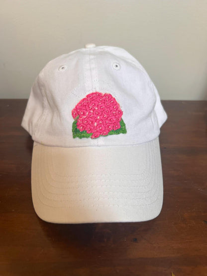 Embroidered Hydrangea Cap or Visor: Preppy Summer Style