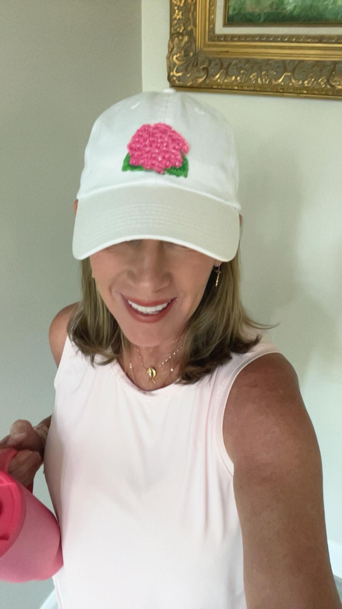 Embroidered Hydrangea Cap or Visor: Preppy Summer Style