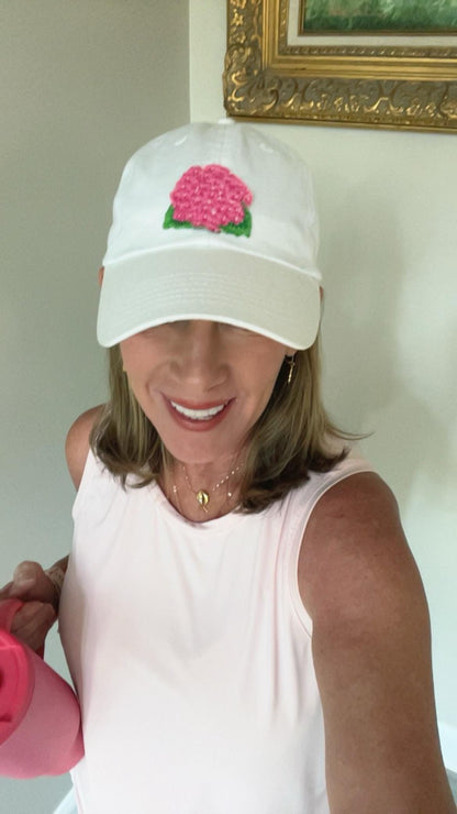 Embroidered Hydrangea Cap or Visor: Preppy Summer Style