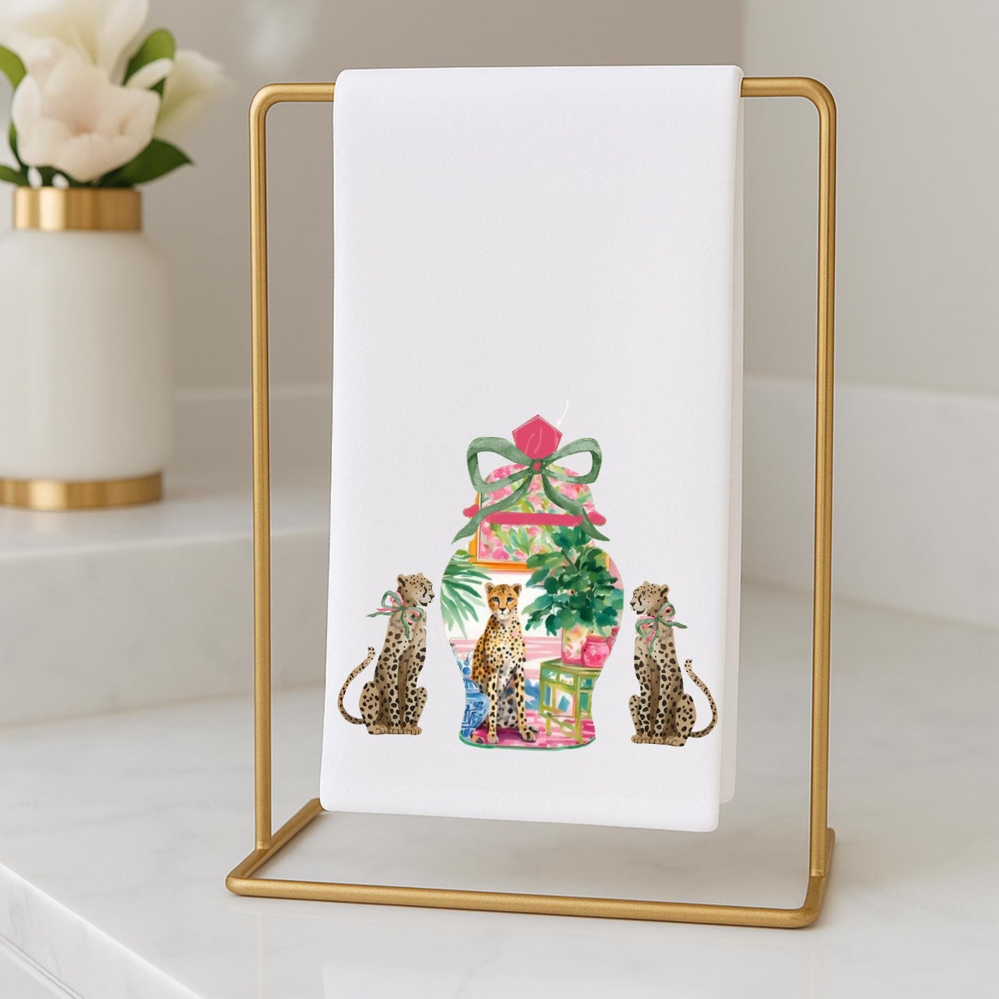 Leopard Kitchen Towel Personalized Gift Preppy Kitchen Decor Hostess Birthday Gift For Her Leopard Print Personalized Tea Towel