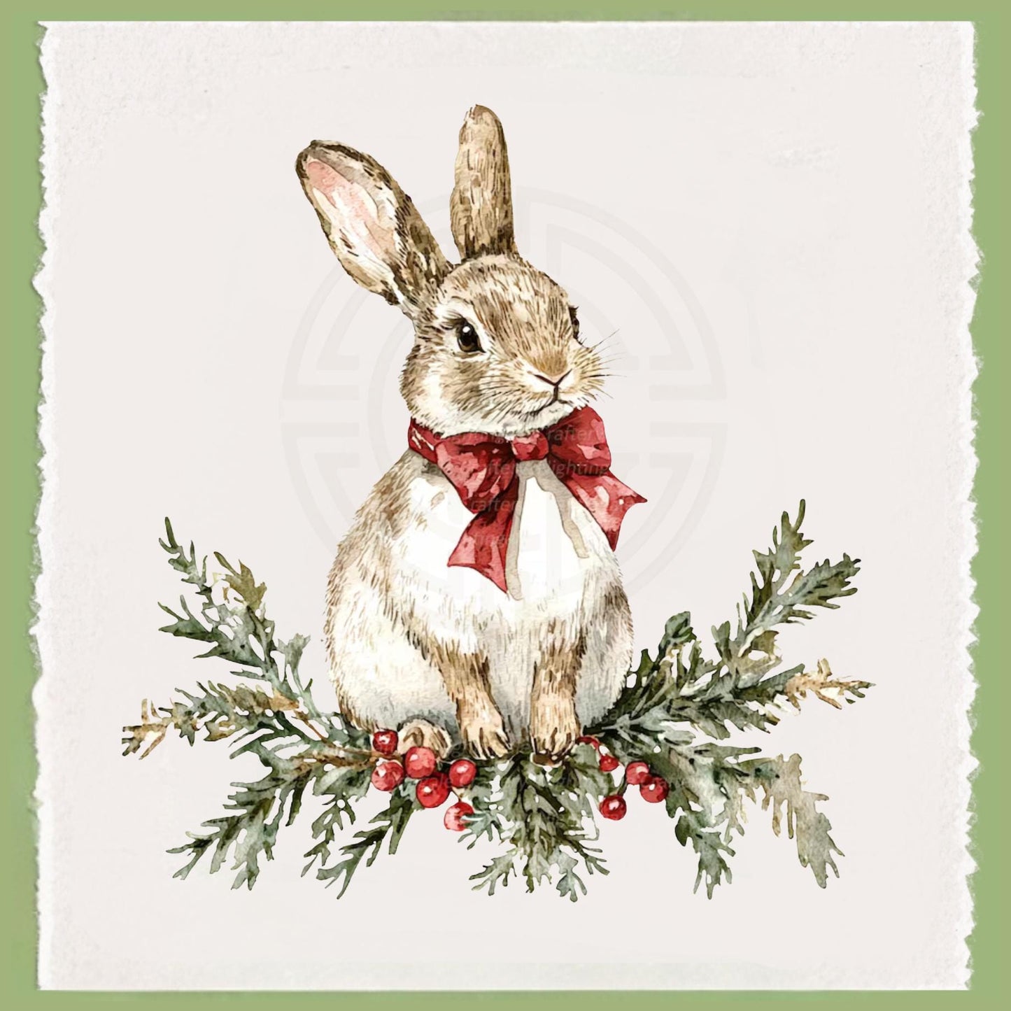 Personalized Rabbit Christmas Kitchen Towel: Preppy Holiday Decor