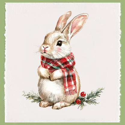 Personalized Rabbit Christmas Kitchen Towel: Preppy Holiday Decor
