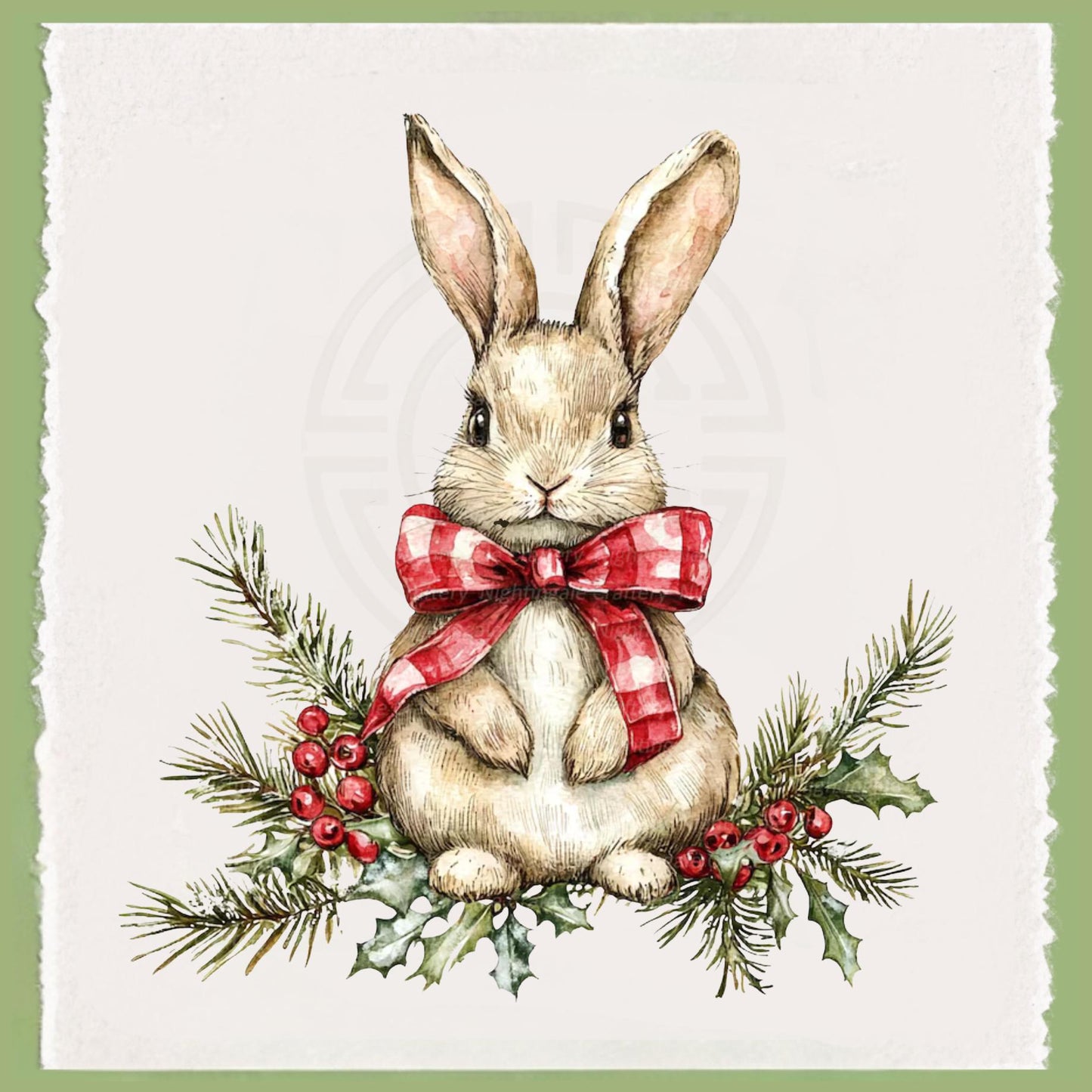 Personalized Rabbit Christmas Kitchen Towel: Preppy Holiday Decor