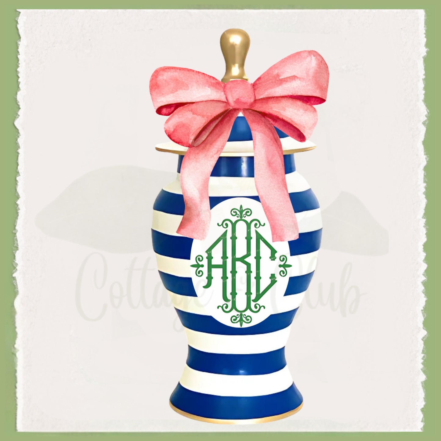 Blue & Pink Floral Ginger Jar Tea Towels Preppy French Country Decor Grand Millennial