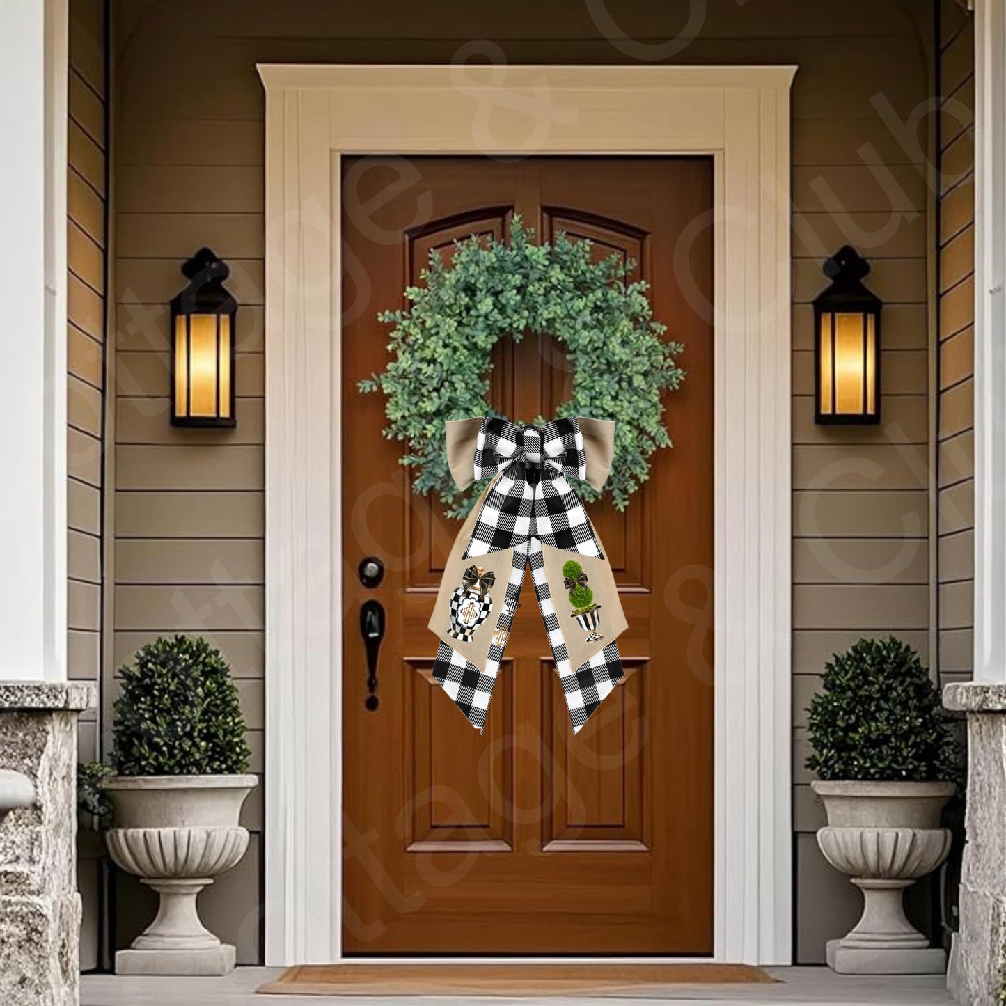 Halloween Fall McKenzie Childs Inspired Wreath Sash | Door Hanger | Front Door Decor | Wreath Bow | Holiday Porch Decor - Pumpkin Decoration