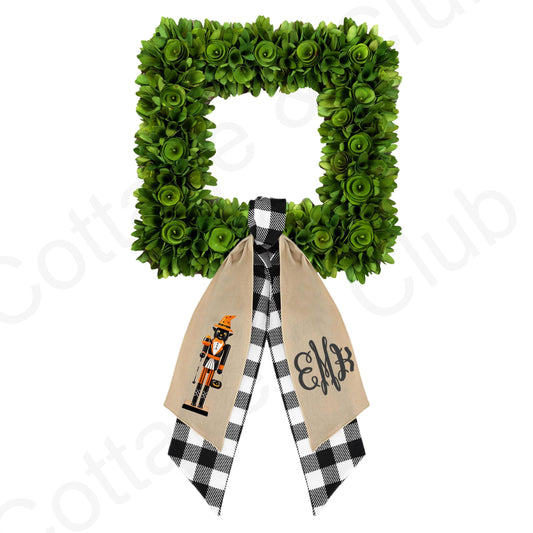 Halloween Fall Pumpkin & Cat Nutcracker Wreath Sash | Door Hanger | Front Door Decor | Wreath Bow | Holiday Porch Decor - Pumpkin Decoration