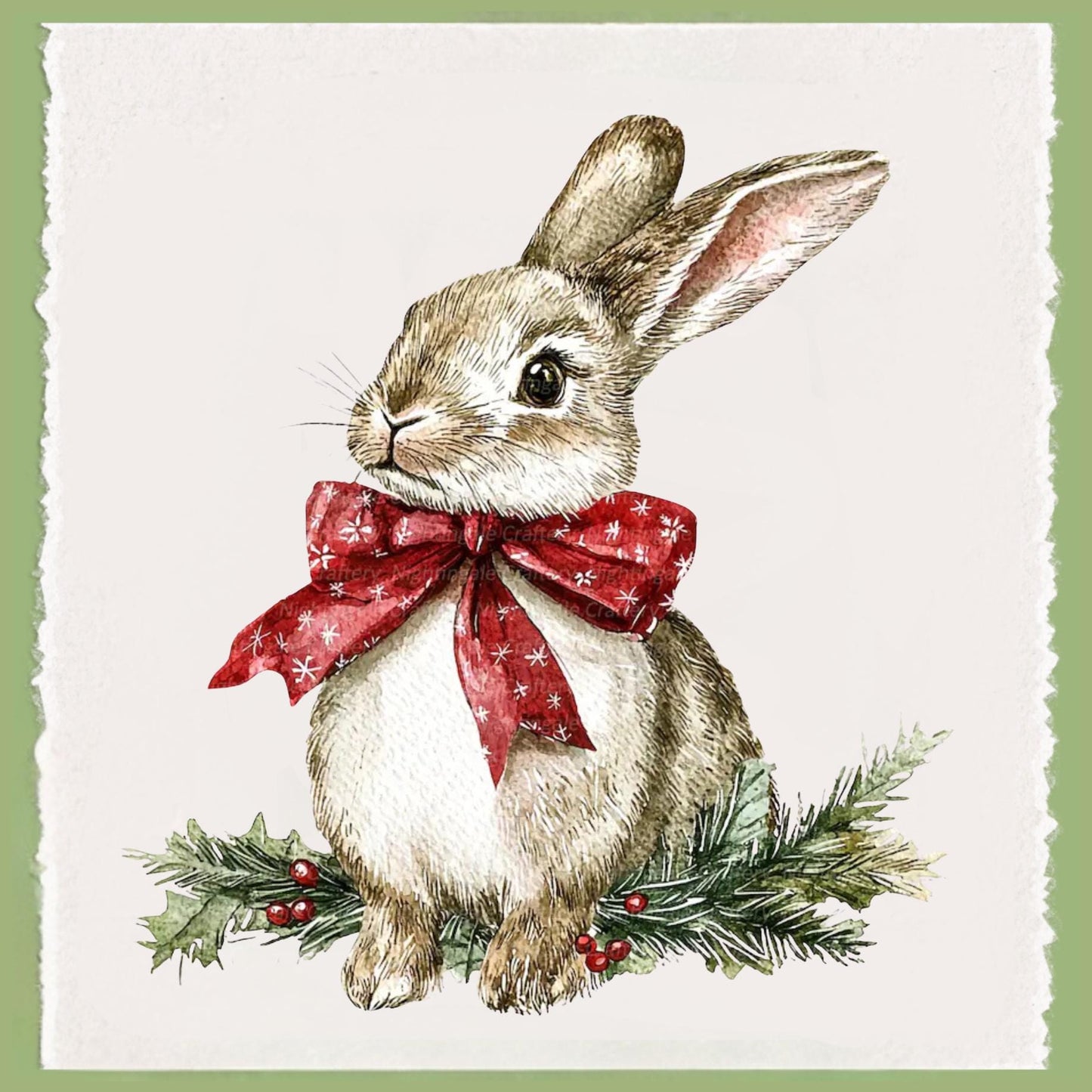 Personalized Rabbit Christmas Kitchen Towel: Preppy Holiday Decor