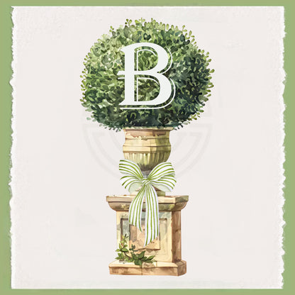 Monogram Boxwood Topiary Tea Towel Personalized Gift Preppy Kitchen Decor Hostess Birthday Gift For Her Personalized Towel